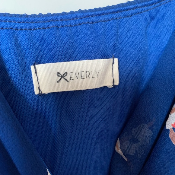 Navy with Floral Print Mini Dress - Picture 2 of 5